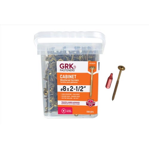 GRK Fasteners No. 8 X 2-1/2 in. L Star Coated Self-Tapping Cabinet Screws 330 pk