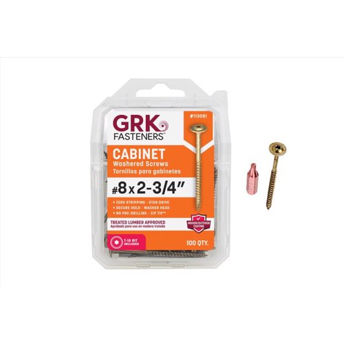 GRK Fasteners No. 8 X 2-3/4 in. L Star Coated Self-Tapping Cabinet Screws 100 pk