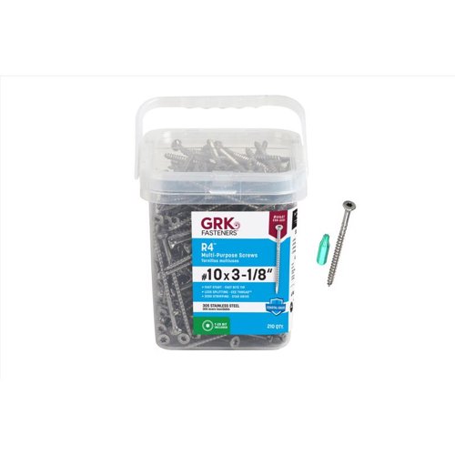 GRK Fasteners R4 No. 10 in. X 3-1/8 in. L Star Flat Head W-Cut Multi-Purpose Screws
