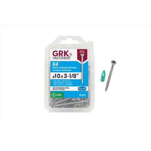 GRK Fasteners R4 No. 10 in. X 3-1/8 in. L Star Flat Head W-Cut Multi-Purpose Screws