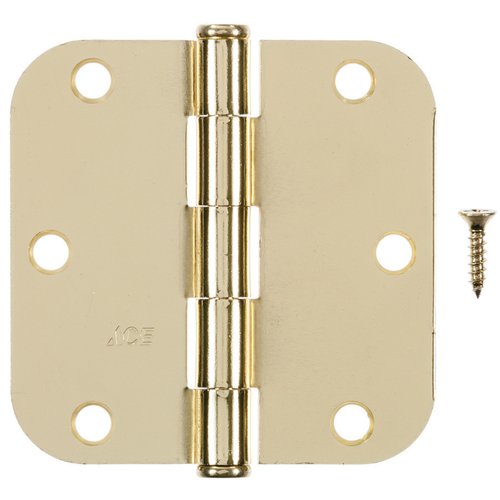 Hampton 3-1/2 in. L Bright Brass Residential Door Hinge 12 pk