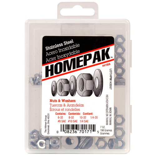 HILLMAN Assorted in. Stainless Steel SAE Nuts and Washers Kit 100 pk