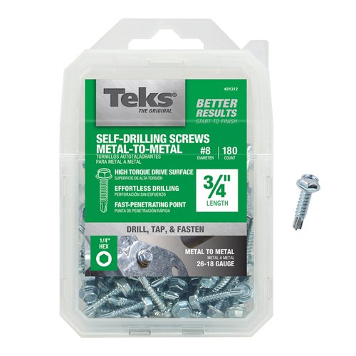 Teks No. 8 in. X 3/4 in. L Hex Hex Washer Head Sheet Metal Screws 180 pk