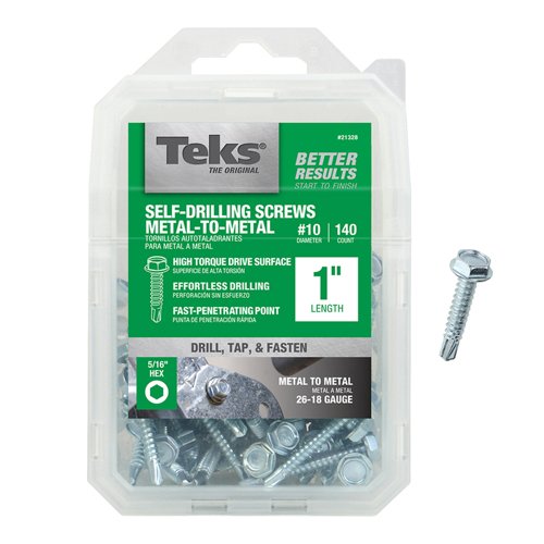 Teks No. 10 in. X 1 in. L Hex Hex Washer Head Sheet Metal Screws 140 pk
