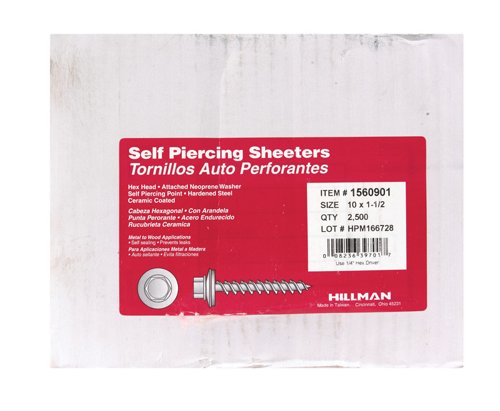 HILLMAN No. 10 Ga. X 1-1/2 in. L Hex Hex Washer Head Self-Piercing Screws 2500 lb 1 pk