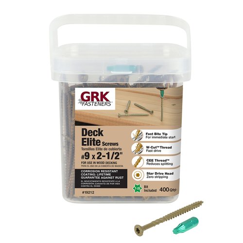 GRK Fasteners Deck Elite No. 9 in. X 2-1/2 in. L Tan Star Bugle Head Deck Screws 400 pk