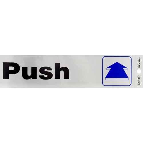 HILLMAN English Silver Push/Pull Decal 2 in. H X 8 in. W