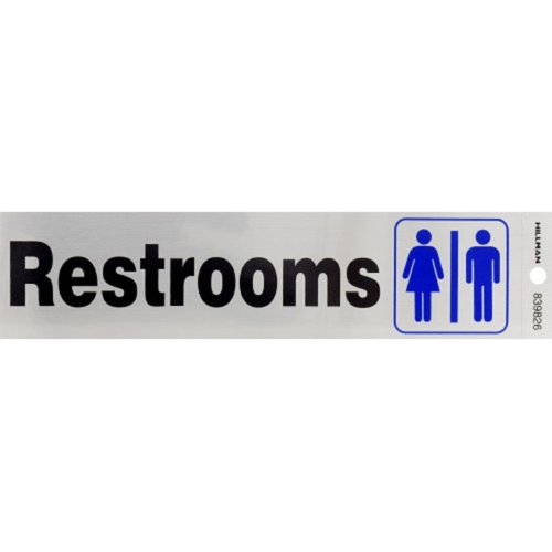 HILLMAN English Silver Restroom Decal 2 in. H X 8 in. W