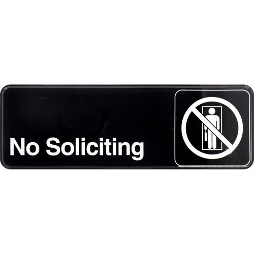 HILLMAN English Black No Soliciting Sign 3 in. H X 9 in. W