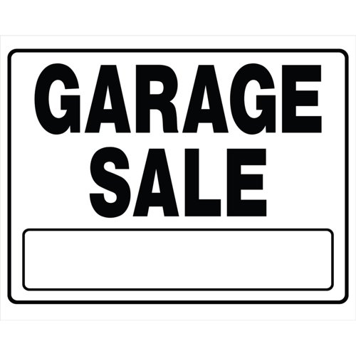 HILLMAN English White Garage Sale Sign 20 in. H X 24 in. W