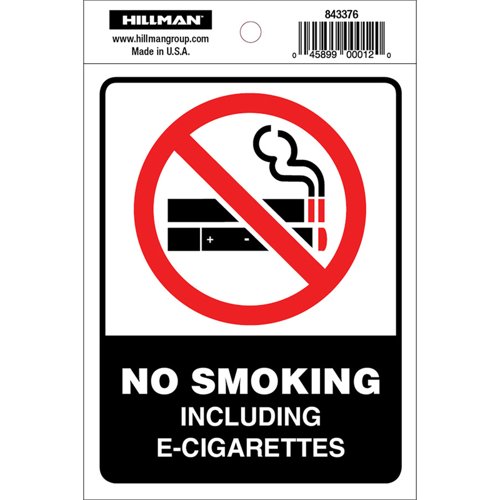 HILLMAN English White No Smoking Decal 4 in. H X 6 in. W