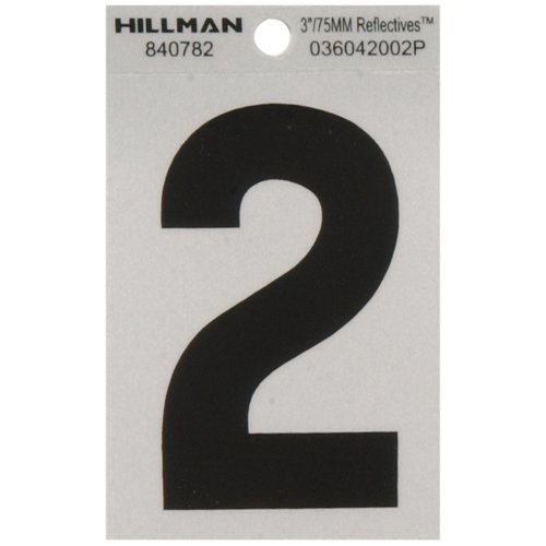 HILLMAN 3 in. Reflective Black Vinyl Self-Adhesive Number 2 1 pc