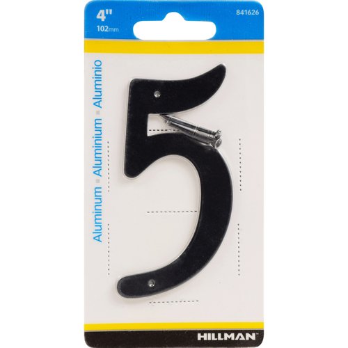 HILLMAN 4 in. Black Aluminum Nail-On Number 5 1 pc