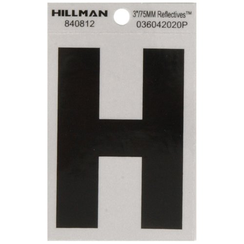 HILLMAN 3 in. Reflective Black Vinyl Self-Adhesive Letter H 1 pc