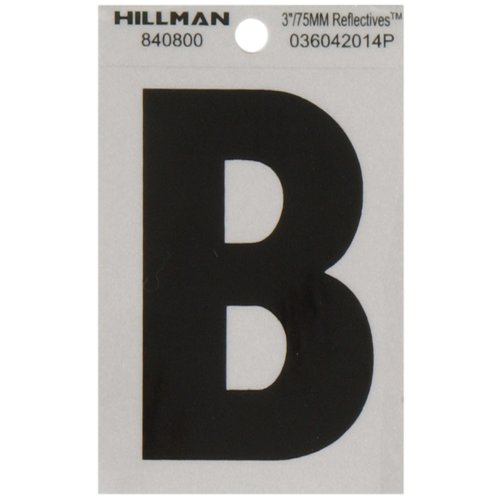 HILLMAN 3 in. Reflective Black Vinyl Self-Adhesive Letter B 1 pc