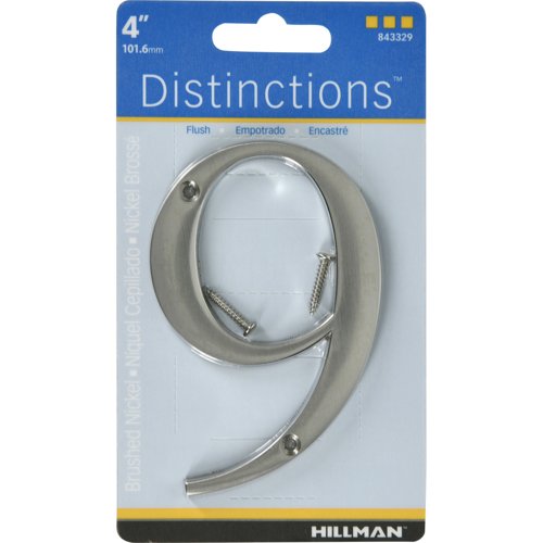 HILLMAN Distinctions 4 in. Silver Zinc Die-Cast Screw-On Number 9 1 pc