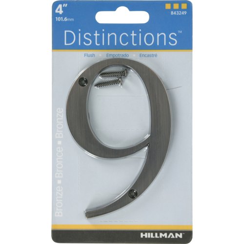 HILLMAN Distinctions 4 in. Bronze Zinc Die-Cast Screw-On Number 9 1 pc