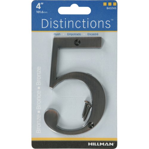 HILLMAN Distinctions 4 in. Bronze Zinc Die-Cast Screw-On Number 5 1 pc
