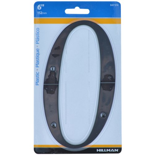 HILLMAN 6 in. Black Plastic Nail-On Number 0 1 pc
