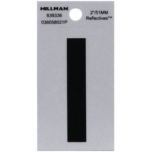 HILLMAN 2 in. Reflective Black Vinyl Self-Adhesive Letter I 1 pc