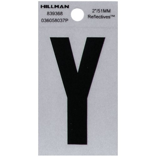 HILLMAN 2 in. Reflective Black Vinyl Self-Adhesive Letter Y 1 pc
