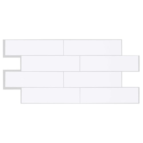 Smart Tiles 10.88 in. W X 22.56 in. L White Mosaic Vinyl Adhesive Wall Tile 2 pc