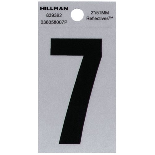 HILLMAN 2 in. Reflective Black Vinyl Self-Adhesive Number 7 1 pc