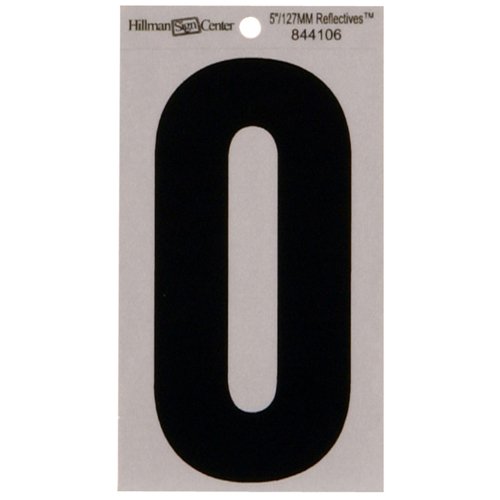 HILLMAN 5 in. Reflective Black Vinyl Self-Adhesive Number 0 1 pc