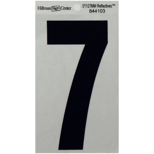 HILLMAN 5 in. Reflective Black Vinyl Self-Adhesive Number 7 1 pc