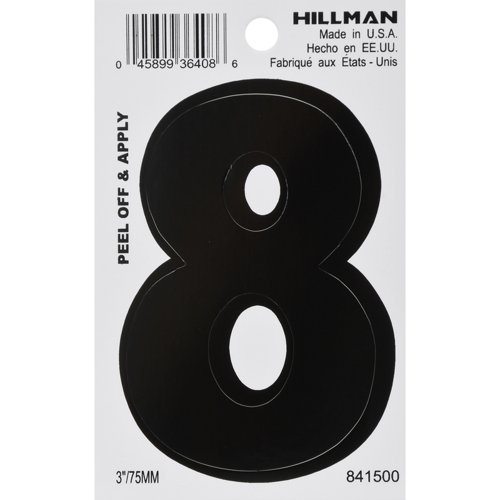 HILLMAN 3 in. Black Vinyl Self-Adhesive Number 8 1 pc