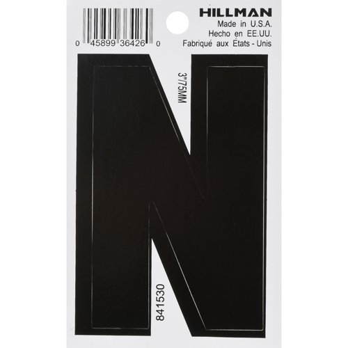 HILLMAN 3 in. Black Vinyl Self-Adhesive Letter N 1 pc
