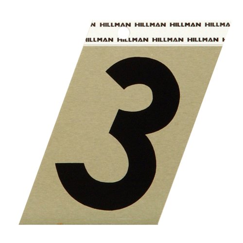 HILLMAN 3 in. Reflective Black Vinyl Self-Adhesive Number 3 1 pc