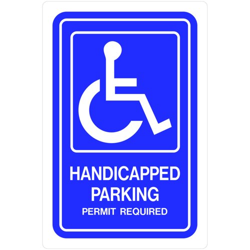 HILLMAN English Blue Handicap Sign 18 in. H X 12 in. W