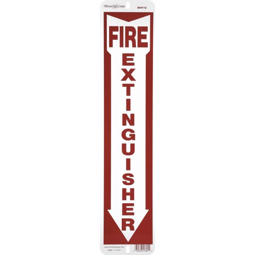 HILLMAN English Red/White Fire Extinguisher Sign 18 in. H X 4 in. W