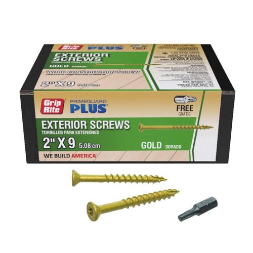 Grip-Rite PrimeGuard Plus No. 9 wire X 2 in. L Gold Star Flat Head Deck Screws 1 lb