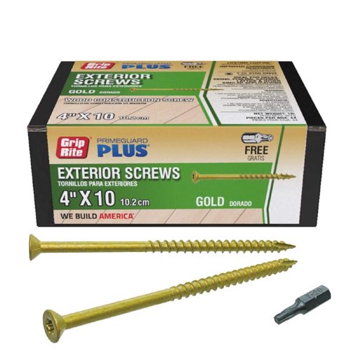 Grip-Rite PrimeGuard Plus No. 10 wire X 4 in. L Gold Star Flat Head Deck Screws 1 lb 44 pk