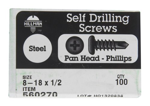 HILLMAN No. 8 Ga. X 1/2 in. L Phillips Pan Head Self-Drilling Screws 100 pk