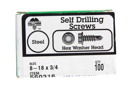 HILLMAN No. 8 Ga. X 3/4 in. L Hex Hex Washer Head Self-Drilling Screws 100 pk