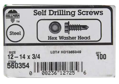 HILLMAN No. 12 Ga. X 3/4 in. L Hex Hex Washer Head Sheet Metal Screws 100 pk