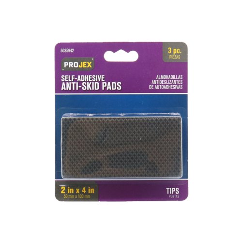 Projex Rubber Self Adhesive Non-Skid Pad Black Rectangle 2 in. W X 4 in. L 3 pk