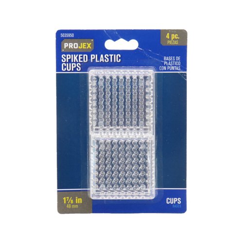 Projex Plastic Furniture Cups W/Spikes Clear Square 1-7/8 in. W X 1-7/8 in. L 4 pk