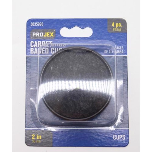 Projex Plastic Furniture Cups W/Carpeted Base Black Round 2 in. W 4 pk