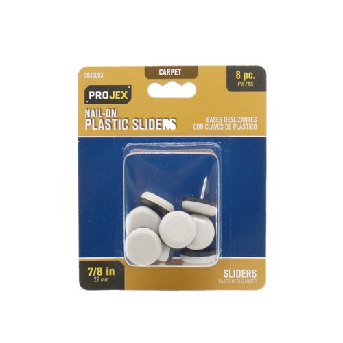 Projex White 7/8 in. Nail-On Plastic Chair Glide 8 pk