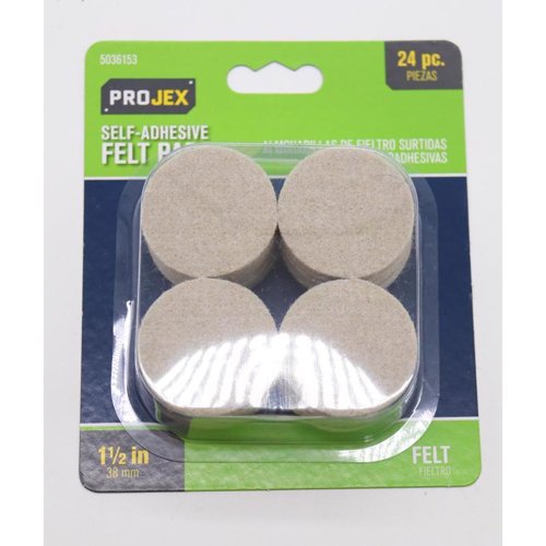 Projex Felt Self Adhesive Protective Pad Tan Round 1-1/2 in. W 24 pk