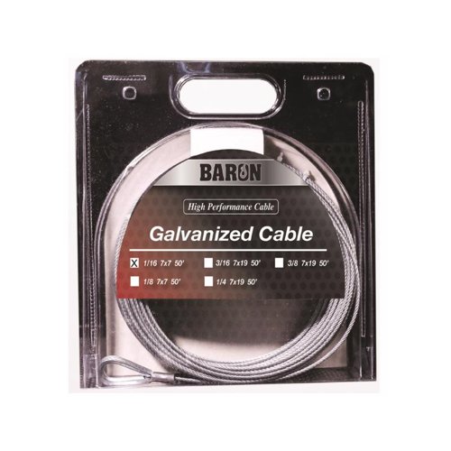 Baron 1/16 in. D X 50 ft. L Galvanized Steel Aircraft Cable