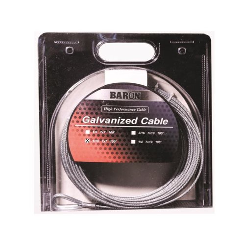 Baron 1/16 in. D X 100 ft. L Galvanized Steel Aircraft Cable