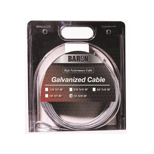 Baron 1/4 in. D X 50 ft. L Galvanized Steel Aircraft Cable