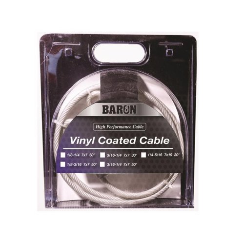 Baron 3/16-1/4 in. D X 30 ft. L Vinyl Coated Galvanized Steel Aircraft Cable