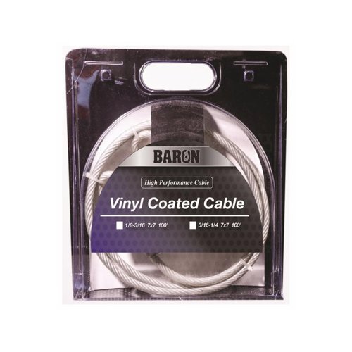 Baron 3/16-1/4 in. D X 100 ft. L Vinyl Coated Galvanized Steel Aircraft Cable