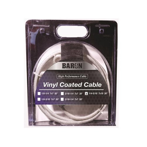Baron 1/4-5/16 in. D X 30 ft. L Vinyl Coated Galvanized Steel Aircraft Cable